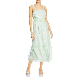 Lucy Paris NWT Belted Snake Print Midi Dress Sleeveless Ruffled Mint Med Lrg New